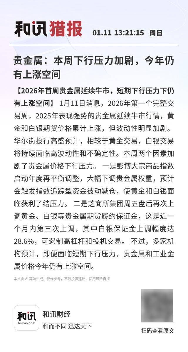 贵金属：本周下行压力加剧，今年仍有上涨空间